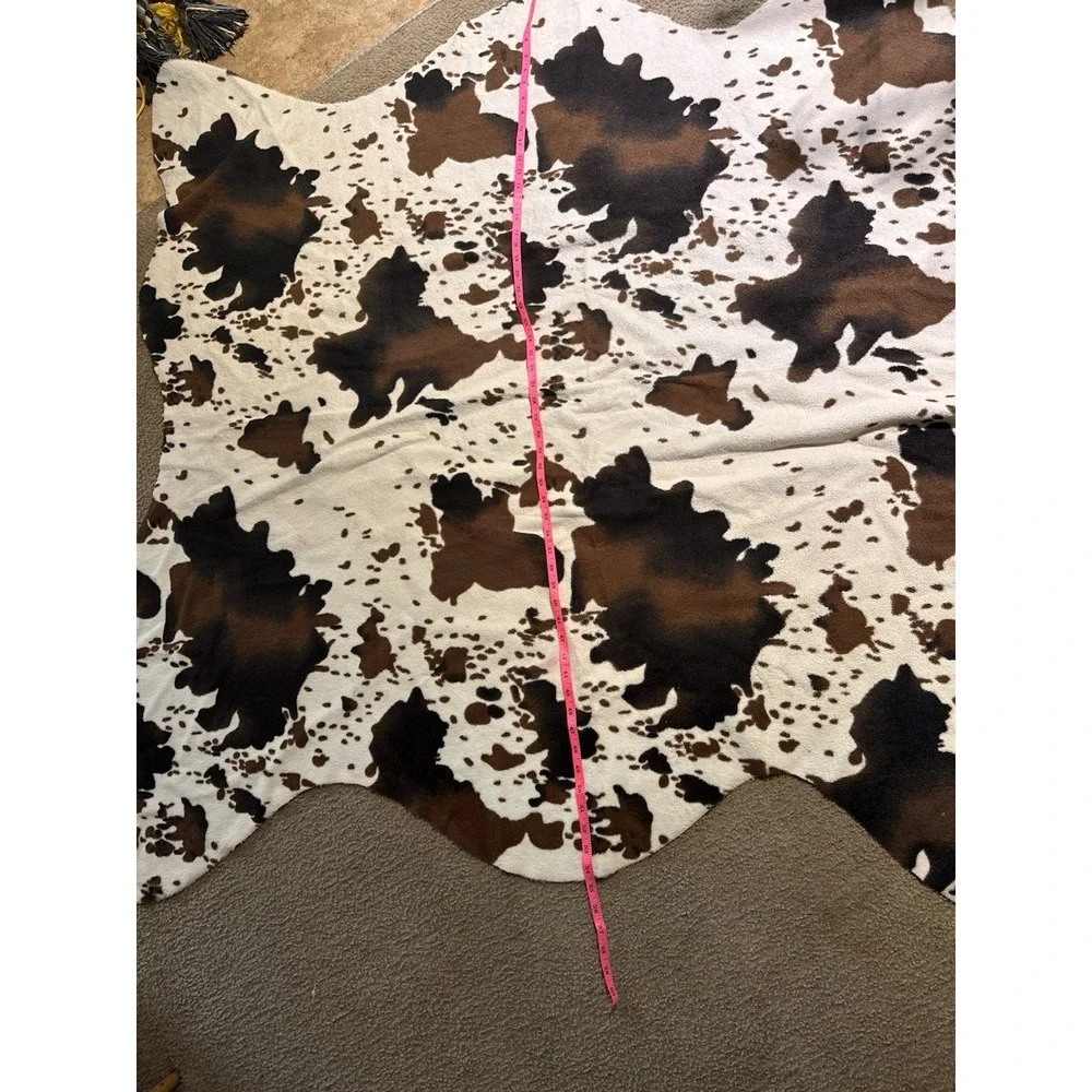 Faux Cowhide Area Rug Brown White Animal Print Rustic Western Decor 54x46